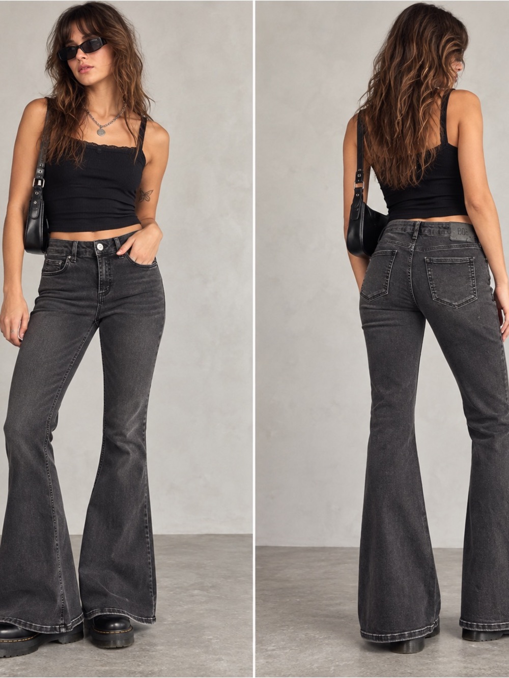 BDG Washed Black High-Rise Flare Jeans